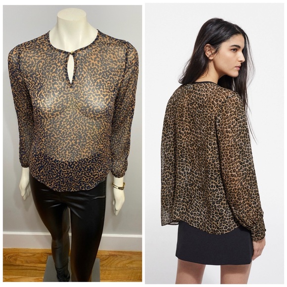 Banana Republic Knit Keyhole Animal Print Blouse - Picture 16 of 16